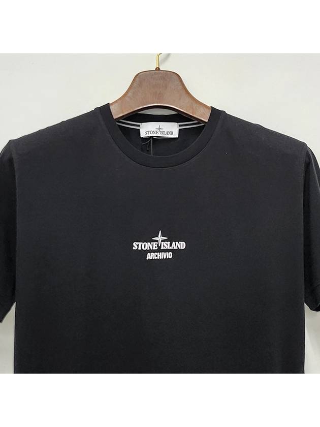 Archivio Cotton Short Sleeve T Shirt Black - STONE ISLAND - BALAAN 5