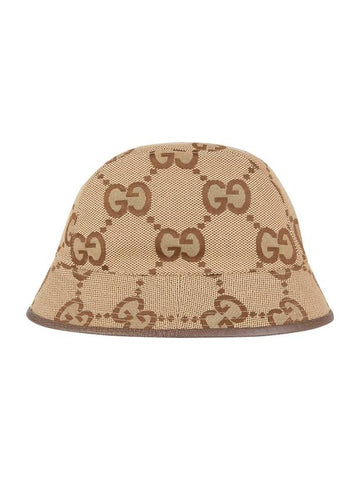 Jumbo GG Canvas Bucket Hat Brown - GUCCI - 1