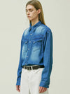 Washed Denim Western Shirt Blue - KND - BALAAN 6