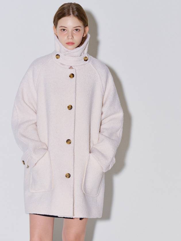 Boucle Half Wool Coat Ivory - OPENING SUNSHINE - BALAAN 3