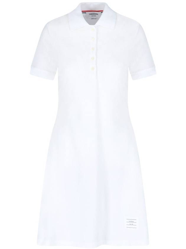 Women's Logo Patch Tennis Flare Short Dress White - THOM BROWNE - BALAAN 2