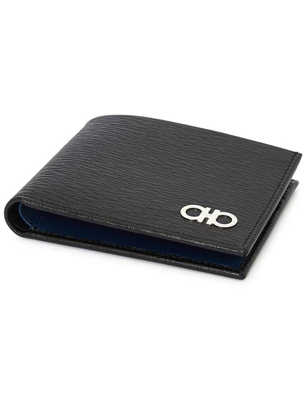 Gancini Wallet Black Fjord Blue - SALVATORE FERRAGAMO - BALAAN.