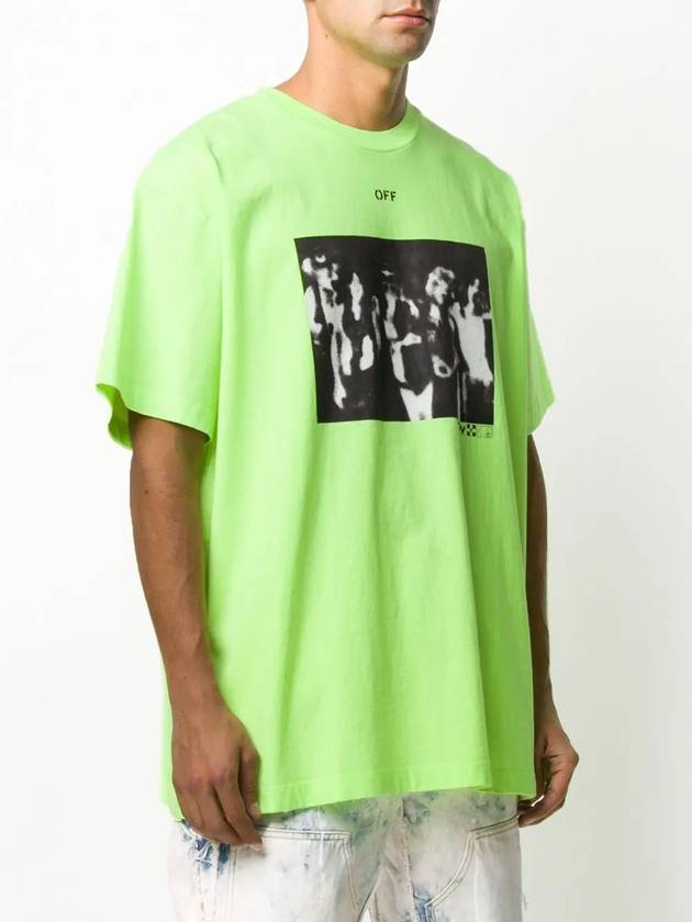 Men's Spray Arrow Oversized Short Sleeve T-Shirt Neon Green - OFF WHITE - BALAAN 4