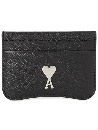 Metal Logo Leather Card Wallet Silver Black - AMI - BALAAN 2