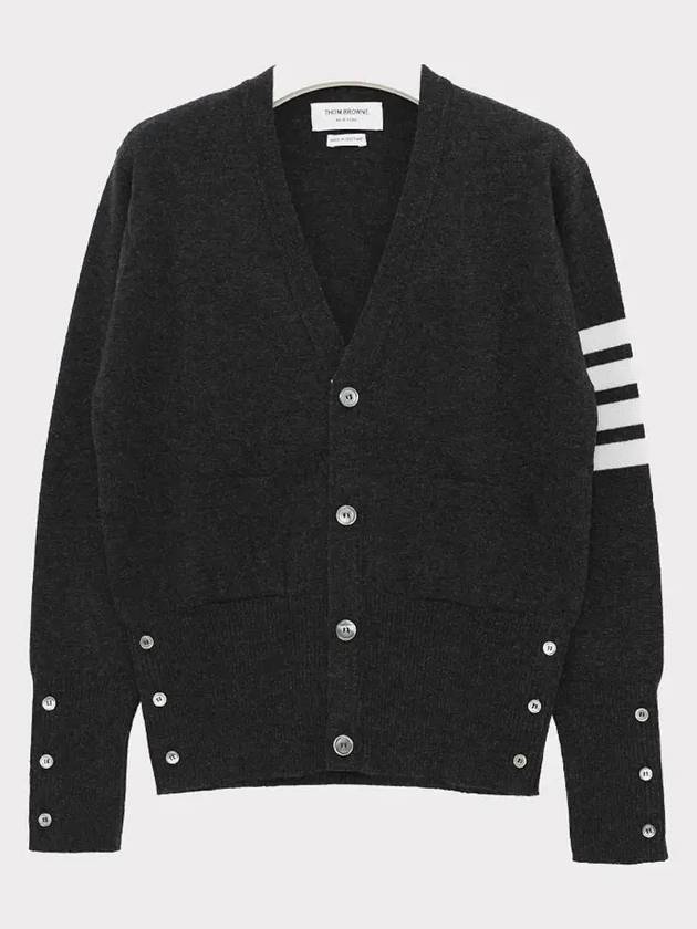 Men's Diagonal Classic Cashmere Cardigan Dark Grey - THOM BROWNE - BALAAN 3