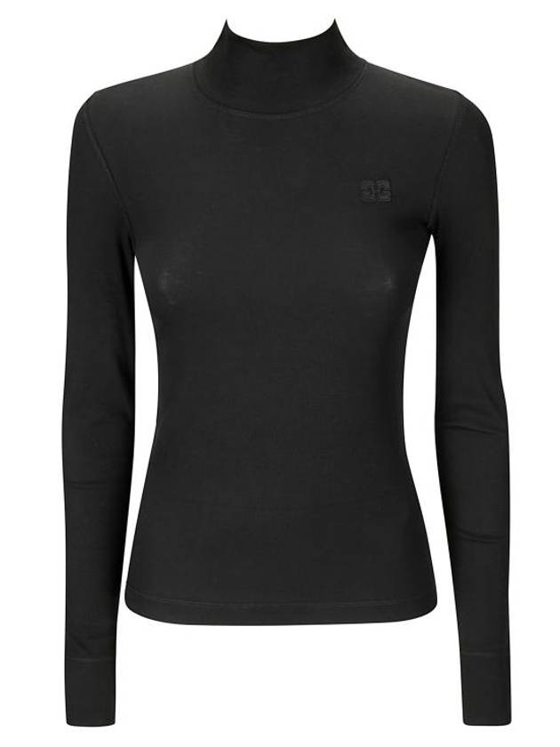 Logo Embroidered Turtleneck Black - GANNI - BALAAN 1