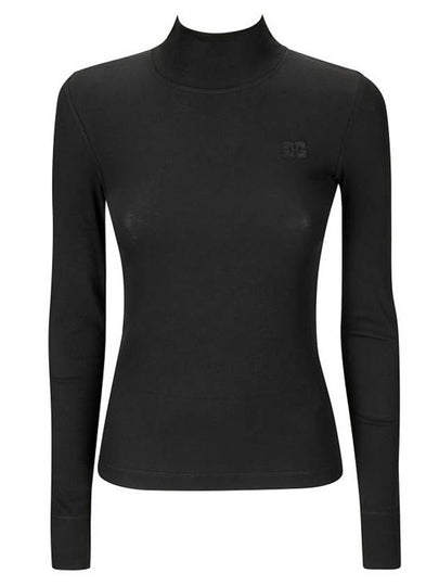 Logo Embroidered Turtleneck Black - GANNI - BALAAN 2