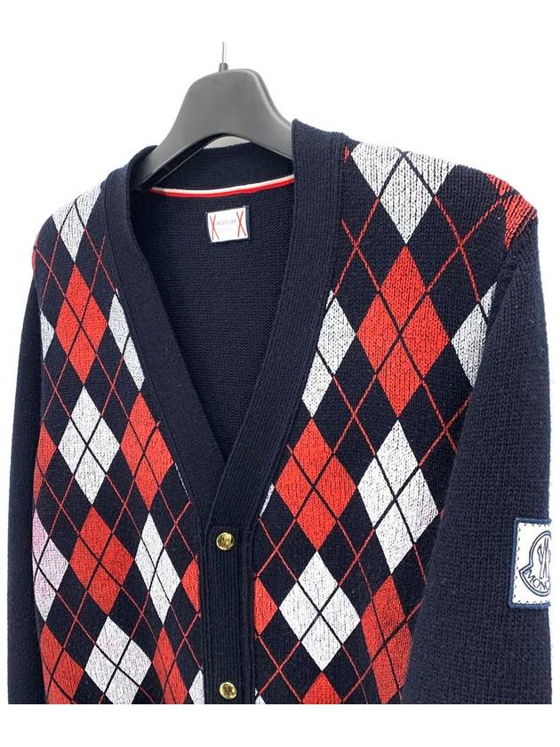 Gamma Blue Argyle Cardigan - MONCLER - BALAAN 3