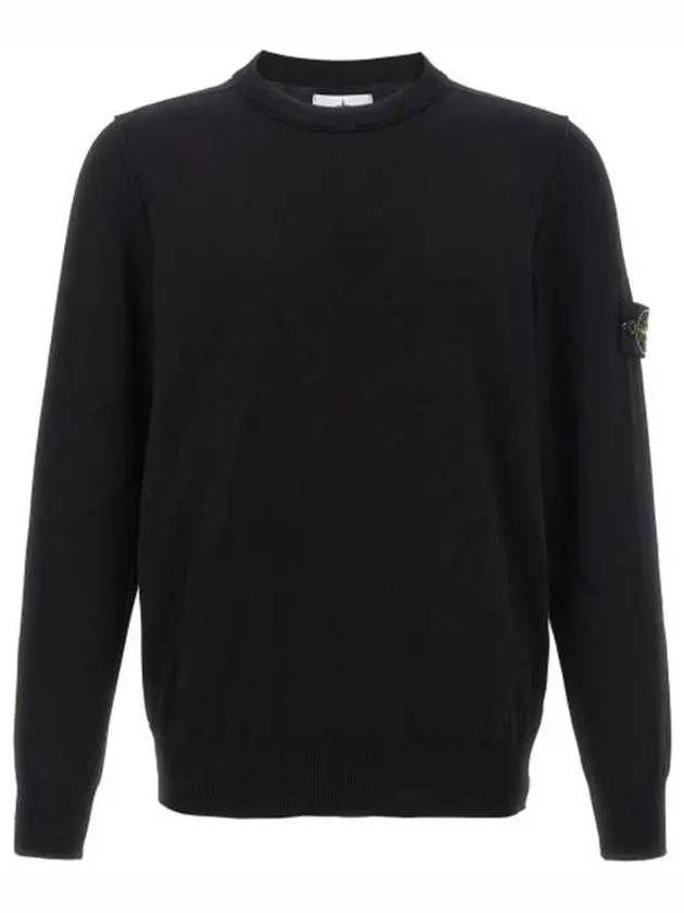 5100053 Soft Organic Cotton Small Roll Details Crewneck Sweatshirt Black - STONE ISLAND - BALAAN 2