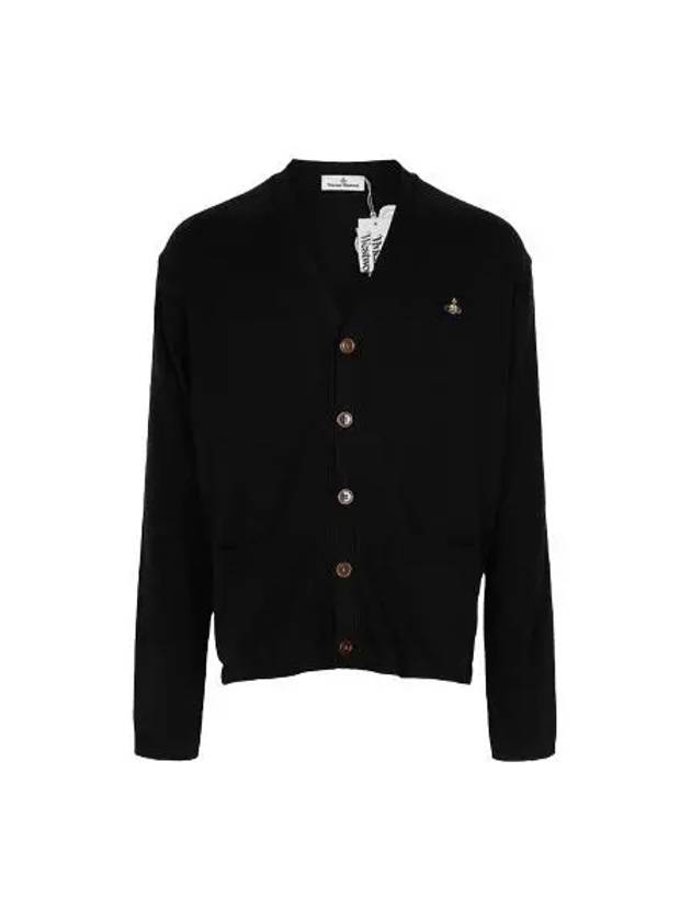 V Neck Cotton Cardigan Black - VIVIENNE WESTWOOD - BALAAN 2