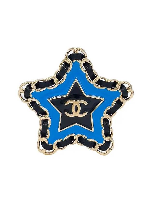 Chanel 24A Chain Trimmed Star Brooch Blue Black Gold 4ET1814 - LOUIS VUITTON - BALAAN 1