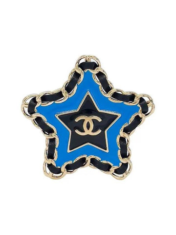 Chanel 24A Chain Trimmed Star Brooch Blue Black Gold 4ET1814 - LOUIS VUITTON - BALAAN 1