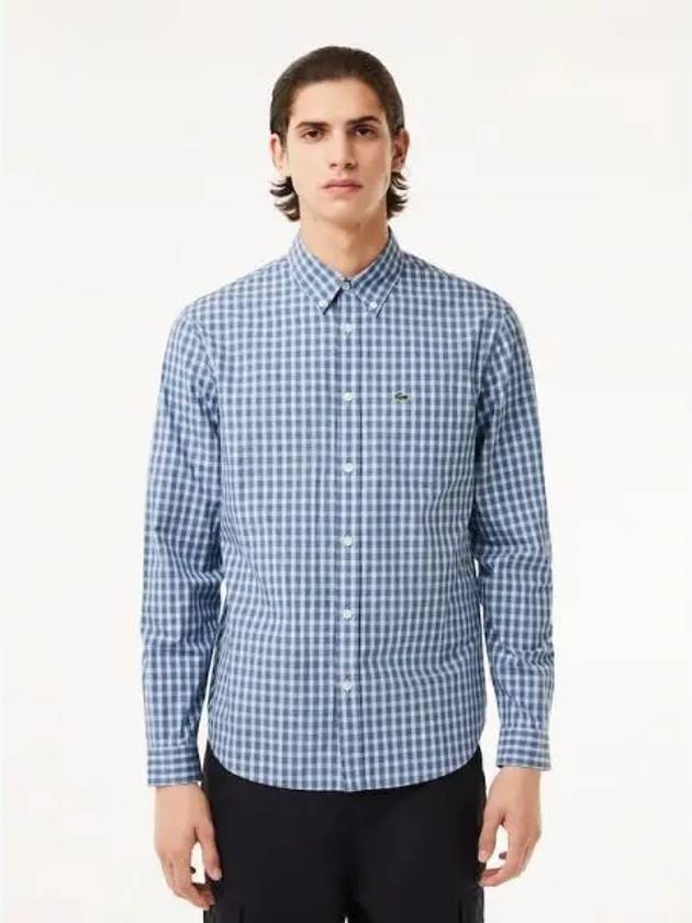 Men s poplin check shirt CH0894 54G IR8 Domestic product GQ2N24020663347 - LACOSTE - BALAAN 1