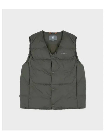 MERRELL UNISEX Hike non quilted V neck lightweight goose vest DARK KHAKI - MERRYMOTIVE - BALAAN 1