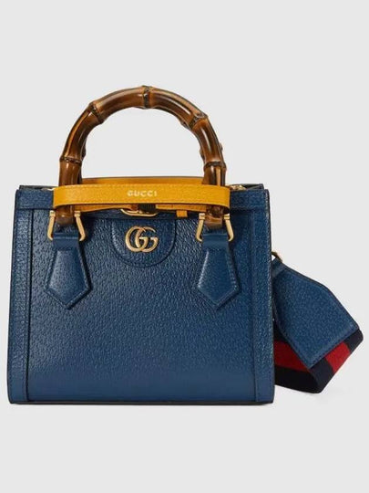 Diana Bamboo Handle Mini Leather Tote Bag Royal Blue - GUCCI - BALAAN 2