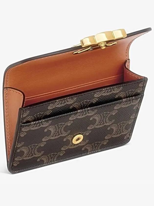 Triomphe Canvas Flap Card Holder Tan Brown - CELINE - BALAAN 5