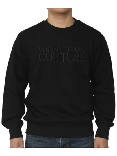 Lettering Round Brushed Sweatshirt Black - VERSACE - BALAAN 2