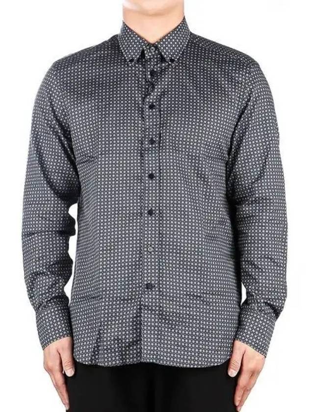 Geometric Print Cotton Long-Sleeve Shirt Navy - ETRO - BALAAN 2