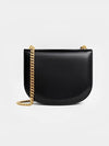 Teen Chain Besace Triomphe Shiny Calfskin Cross Bag Black - CELINE - BALAAN 4