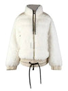 Women's Grenoble Teddy Logo Patch Shearling Coat White - MONCLER - BALAAN 2