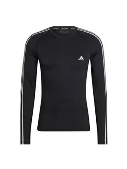 Tech Fit 3 Stripes Long Sleeve T-Shirt Black - ADIDAS - BALAAN 2