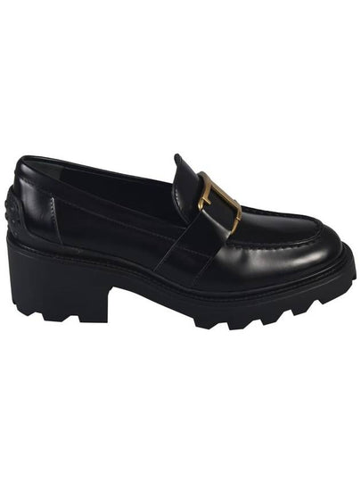 T Logo Leather Loafer Heels Black - TOD'S - BALAAN 2