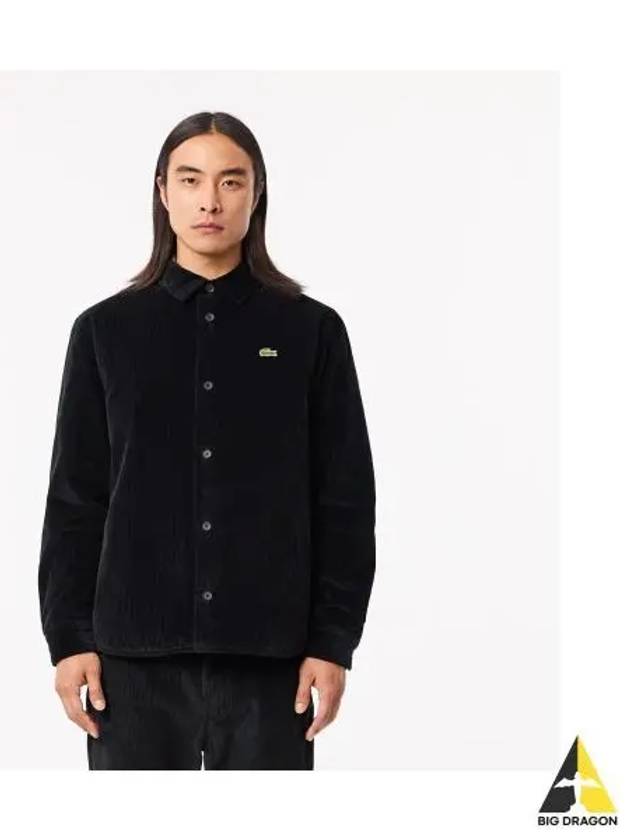 Men s Corduroy Shirt Black - LACOSTE - BALAAN 1