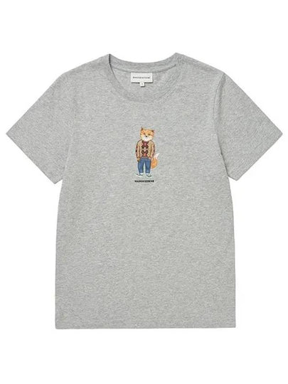 Dressed Fox Print Short Sleeve T-Shirt Grey Melange - MAISON KITSUNE - BALAAN 2