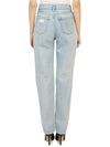 High Waist Straight Jeans Light Blue - GANNI - BALAAN 7