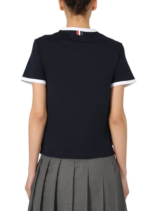 Asymmetric Hem Short Sleeve T-Shirt Navy - THOM BROWNE - BALAAN 6