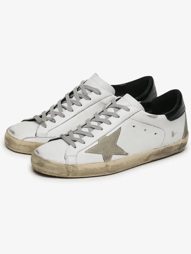 Men's Black Heel Tab Metal Stud Lettering Superstar Low Top Sneakers White - GOLDEN GOOSE - BALAAN 3