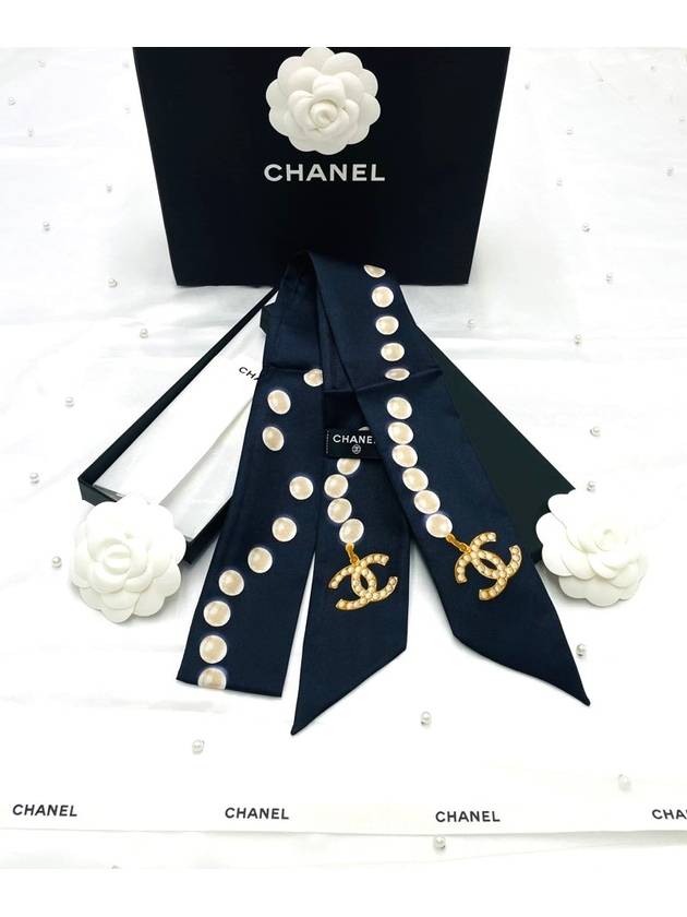 CC Logo Pearl Twilly Silk Scarf AA1208 - CHANEL - BALAAN 4