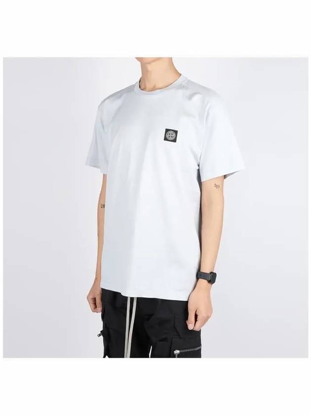 Logo Patch Short Sleeve T-Shirt Blue - STONE ISLAND - BALAAN 3