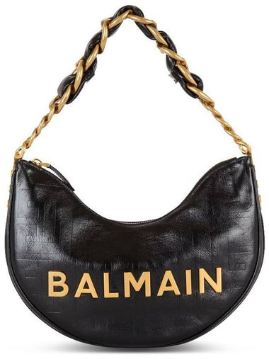 'Soft Moon 1945' Black Shoulder Bag With Lettering Logo On The Front In Leather Woman - BALMAIN - BALAAN 1