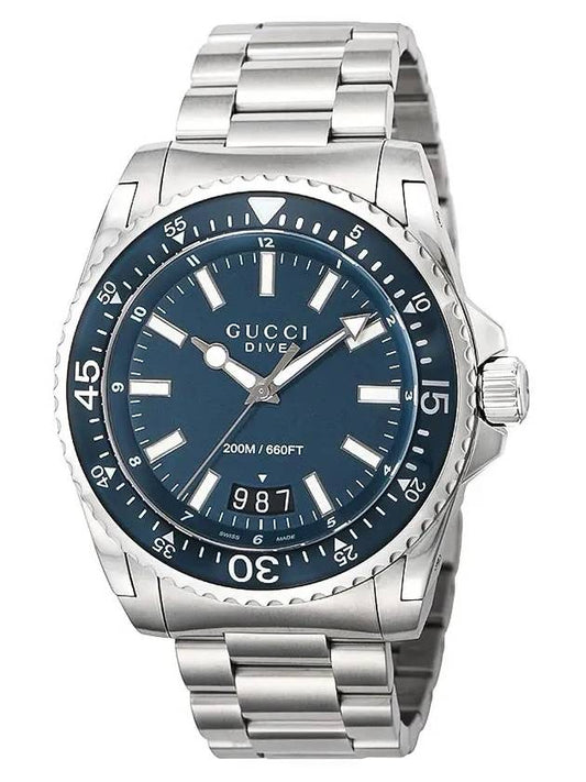 Dive Blue Dial Stainless Steel Watch 45mm Silver - GUCCI - BALAAN 2
