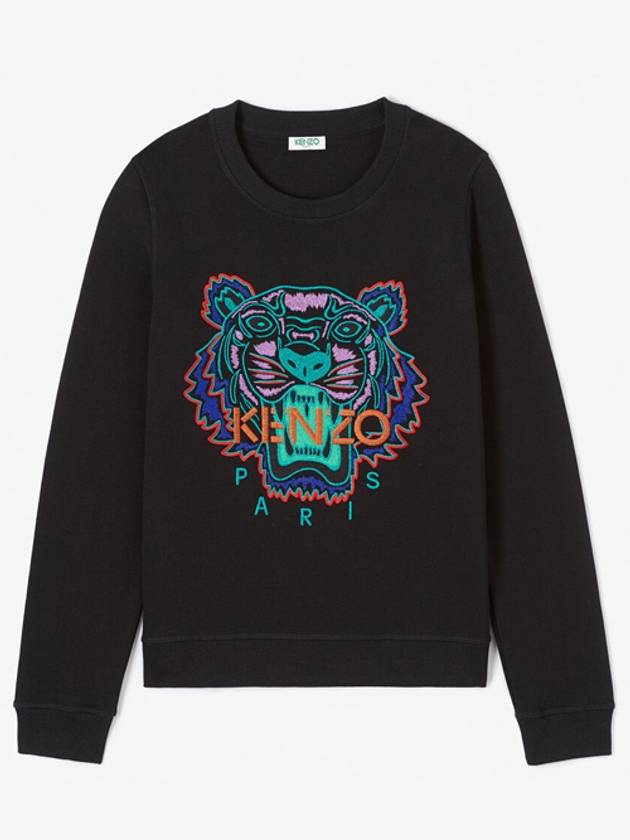 Tiger Embroidery Crew Neck Sweatshirt Black - KENZO - BALAAN 5