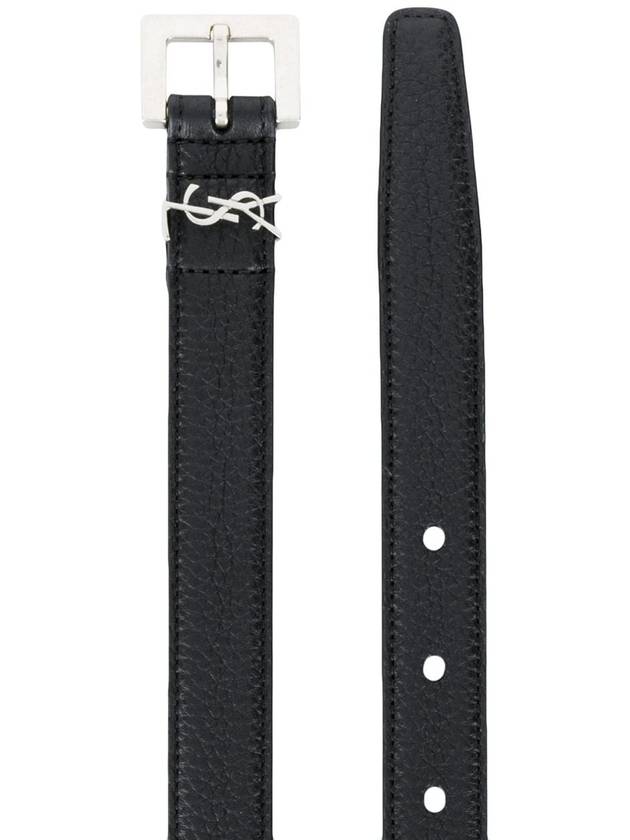 Men's Monogram Grain Belt Black - SAINT LAURENT - BALAAN 3