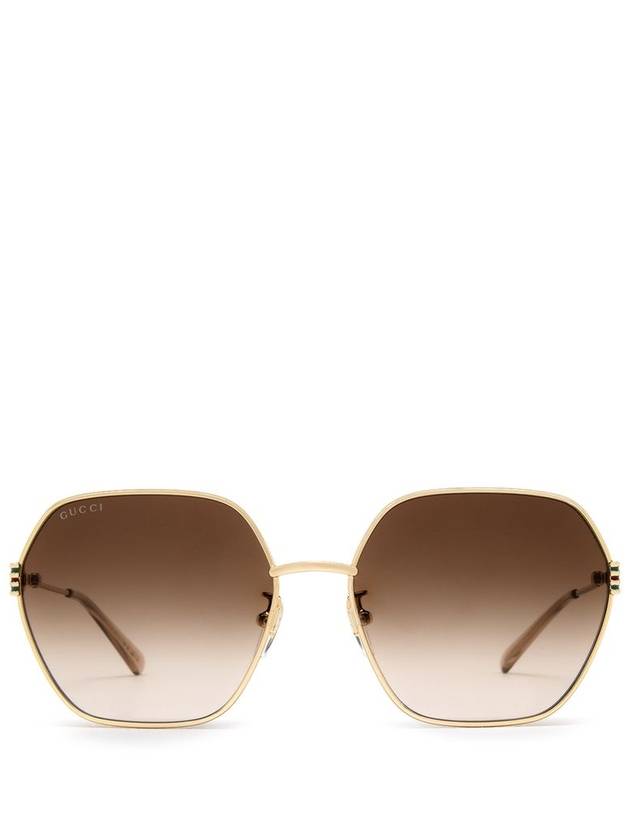 Eyewear Logo Geometric Frame Metal Sunglasses Brown - GUCCI - BALAAN 2