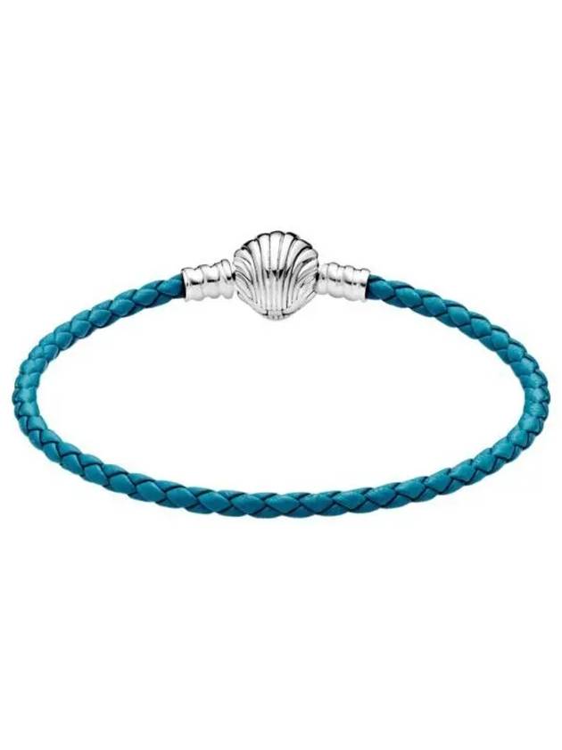 Moments Seashell Leather Bracelet Turquoise - PANDORA - BALAAN 2