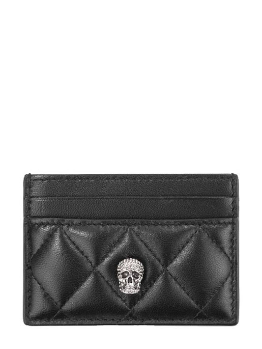 Skull Quilted Card Wallet Black - ALEXANDER MCQUEEN - BALAAN.