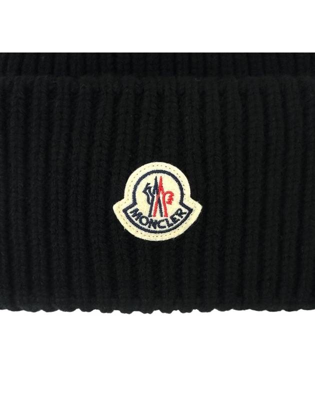 Logo Patch Wool Cashmere Beanie 3B00023 - MONCLER - BALAAN 3