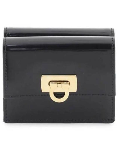 Gancini Compact Half Wallet Black - SALVATORE FERRAGAMO - BALAAN 2