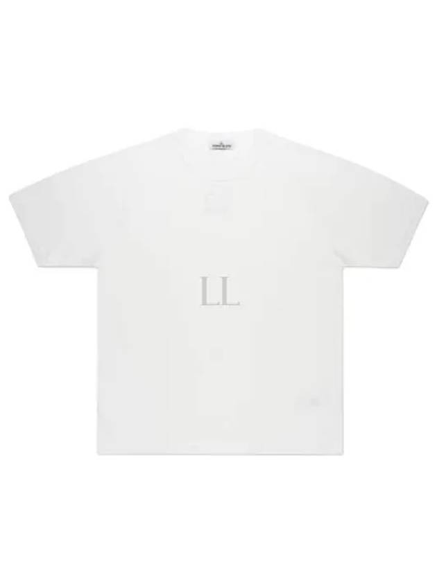 Men's Garment Dyed Cotton Jersey Short Sleeve T-Shirt White - STONE ISLAND - BALAAN 2