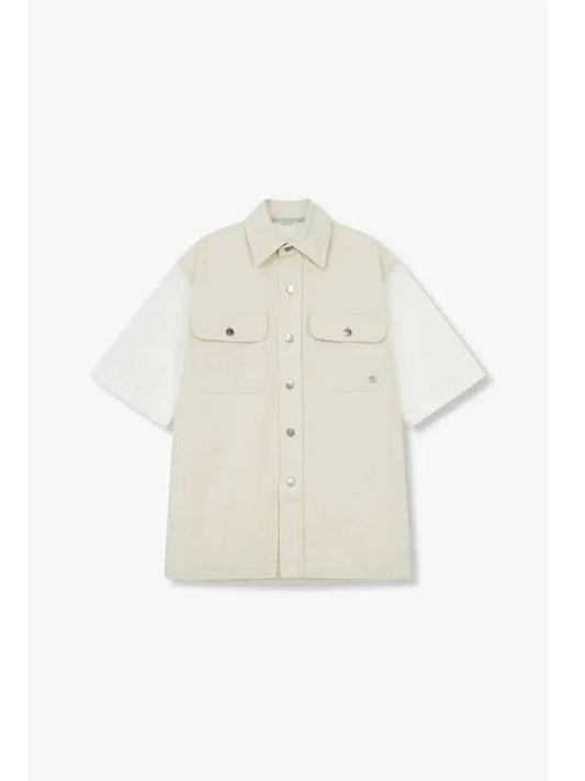 STELLA McCARTNEY Front Color Panel Denim Shirt Cream - STELLA MCCARTNEY - BALAAN 1