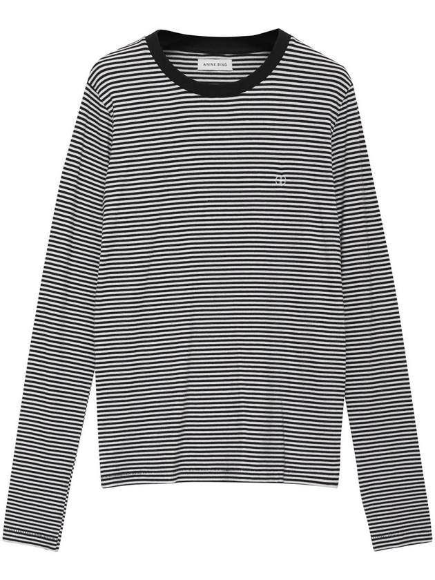 Anine Bing Rylan Tee Embroidered-Logo Striped Top - ANINE BING - BALAAN 1