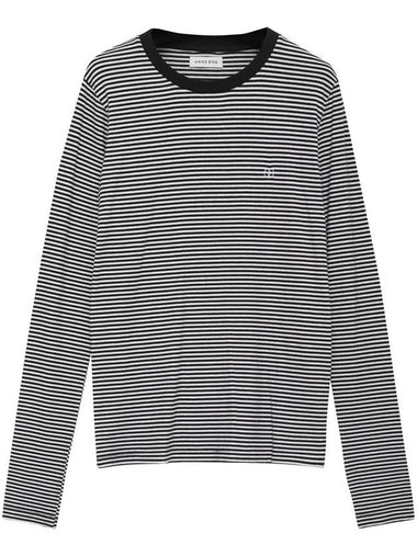 Anine Bing Rylan Tee Embroidered-Logo Striped Top - ANINE BING - BALAAN 1