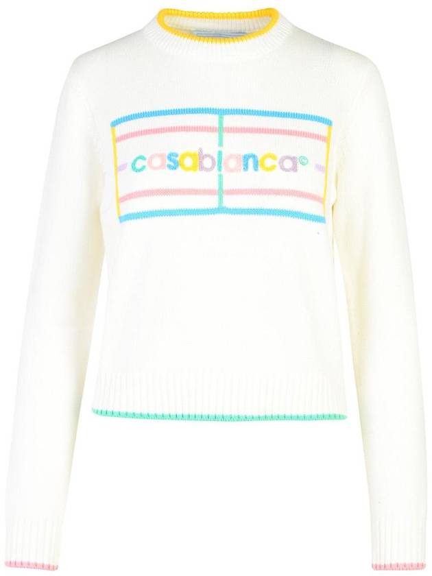 Casablanca White Cotton Sweater - CASABLANCA - BALAAN 1