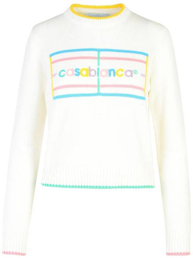 Casablanca White Cotton Sweater - CASABLANCA - BALAAN 1