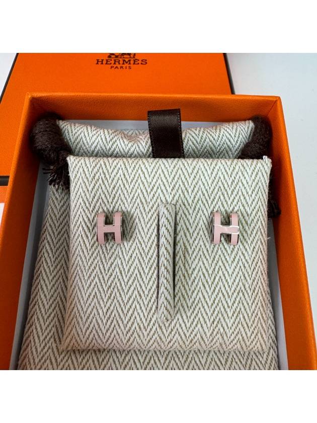 Women s Mini Pop Ache Earrings Light Pink Silver - HERMES - BALAAN 2