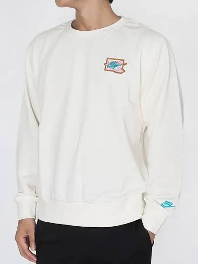 Club French Terry Bolt Crew Neck Sweatshirt White - NIKE - BALAAN 2